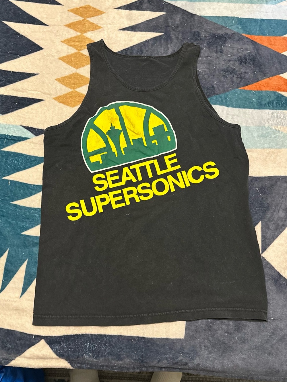Seattle Supersonics Black Graphic Tank Top